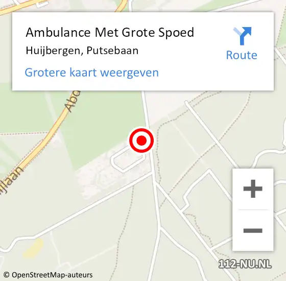 Locatie op kaart van de 112 melding: Ambulance Met Grote Spoed Naar Huijbergen, Putsebaan op 9 december 2016 23:29