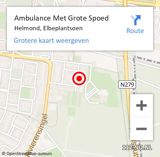 Locatie op kaart van de 112 melding: Ambulance Met Grote Spoed Naar Helmond, Elbeplantsoen op 10 december 2016 10:15