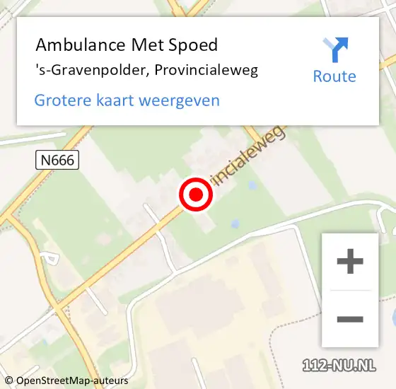 Locatie op kaart van de 112 melding: Ambulance Met Spoed Naar 's-Gravenpolder, Provincialeweg op 10 december 2016 11:10