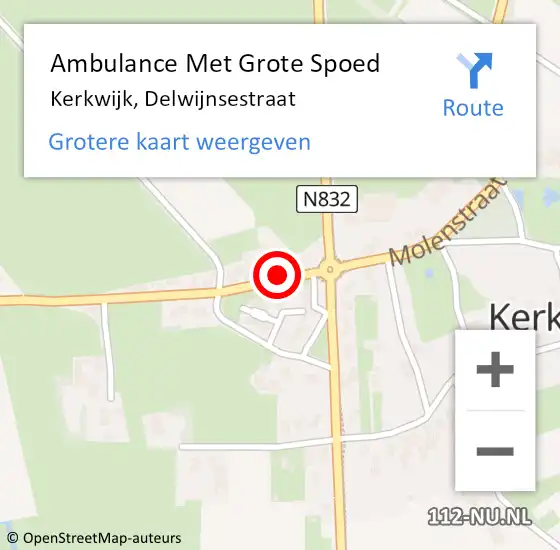 Locatie op kaart van de 112 melding: Ambulance Met Grote Spoed Naar Kerkwijk, Delwijnsestraat op 10 december 2016 20:04