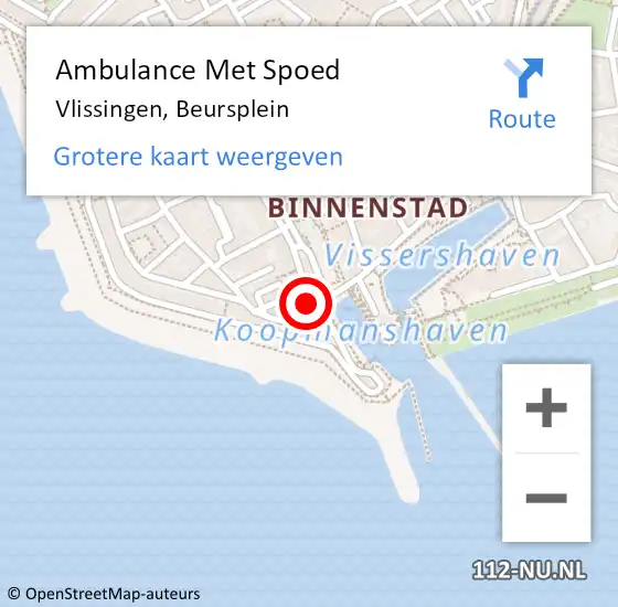 Locatie op kaart van de 112 melding: Ambulance Met Spoed Naar Vlissingen, Beursplein op 11 december 2016 03:15