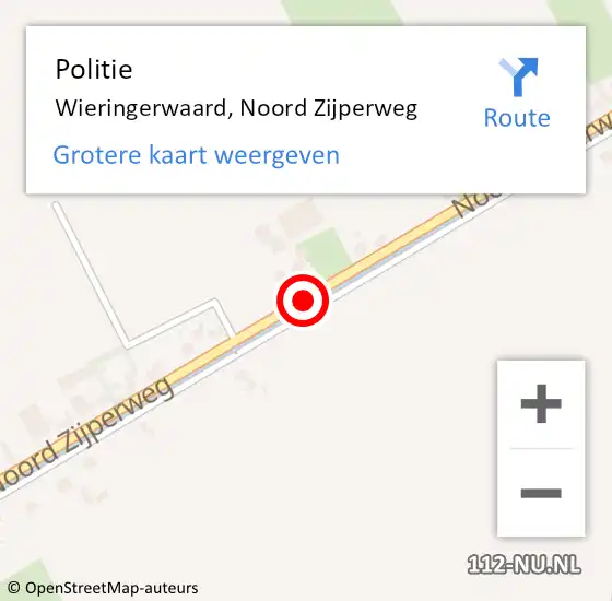 Locatie op kaart van de 112 melding: Politie Wieringerwaard, Noord Zijperweg op 11 december 2016 03:36