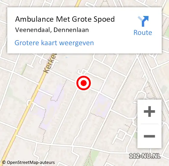 Locatie op kaart van de 112 melding: Ambulance Met Grote Spoed Naar Veenendaal, Dennenlaan op 11 december 2016 04:21