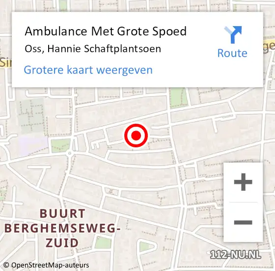 Locatie op kaart van de 112 melding: Ambulance Met Grote Spoed Naar Oss, Hannie Schaftplantsoen op 11 december 2016 04:24
