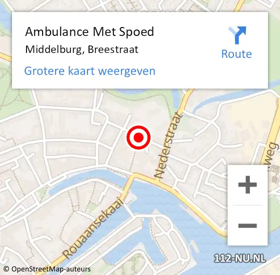 Locatie op kaart van de 112 melding: Ambulance Met Spoed Naar Middelburg, Breestraat op 11 december 2016 08:50