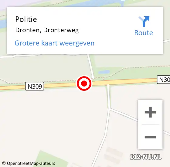 Locatie op kaart van de 112 melding: Politie Dronten, Dronterweg op 11 december 2016 09:49