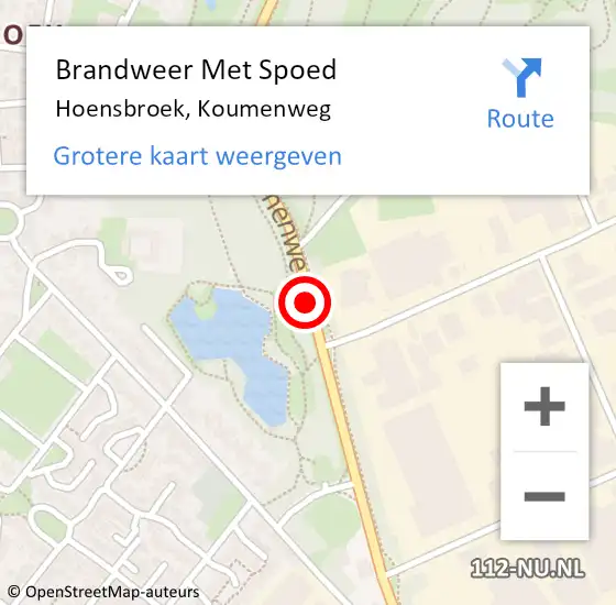 Locatie op kaart van de 112 melding: Brandweer Met Spoed Naar Hoensbroek, Koumenweg op 11 december 2016 10:27