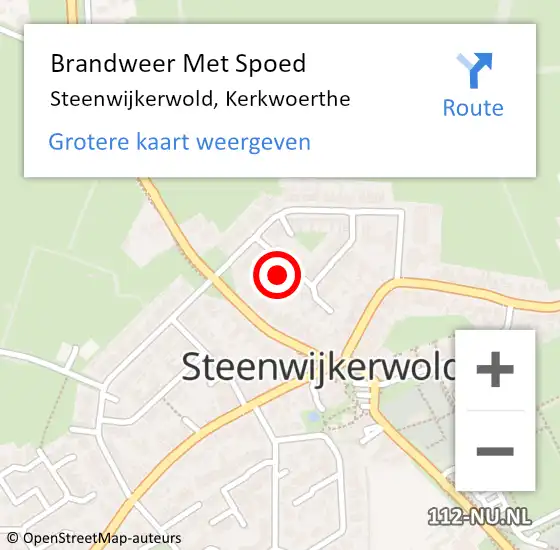 Locatie op kaart van de 112 melding: Brandweer Met Spoed Naar Steenwijkerwold, Kerkwoerthe op 4 januari 2014 03:22
