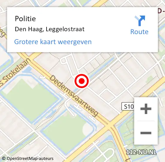Locatie op kaart van de 112 melding: Politie Den Haag, Leggelostraat op 11 december 2016 14:02