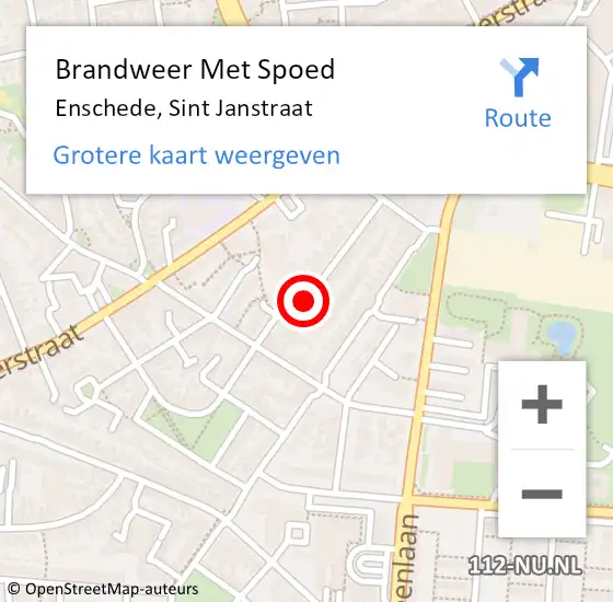 Locatie op kaart van de 112 melding: Brandweer Met Spoed Naar Enschede, Sint Janstraat op 11 december 2016 14:20