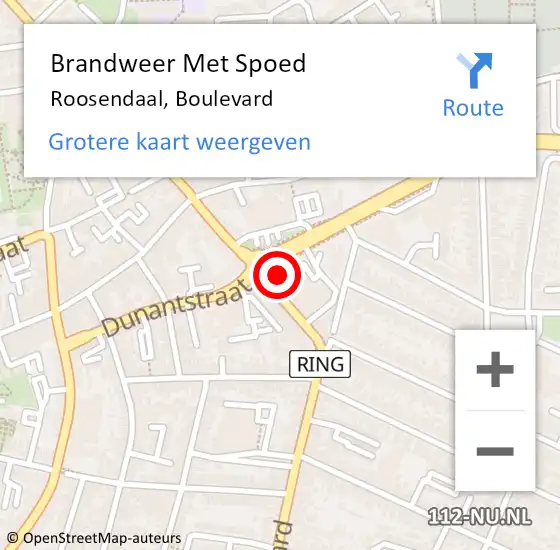 Locatie op kaart van de 112 melding: Brandweer Met Spoed Naar Roosendaal, Boulevard op 11 december 2016 14:27