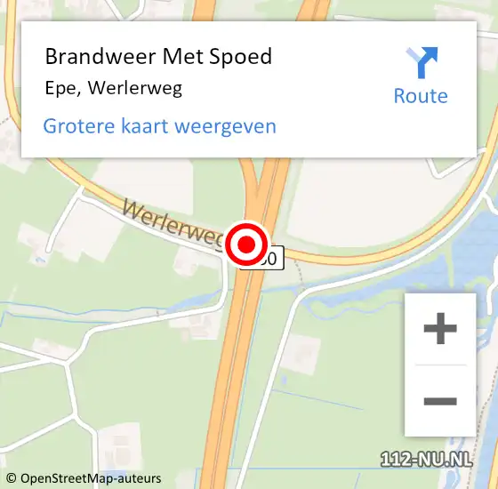 Locatie op kaart van de 112 melding: Brandweer Met Spoed Naar Epe, Werlerweg op 11 december 2016 14:28