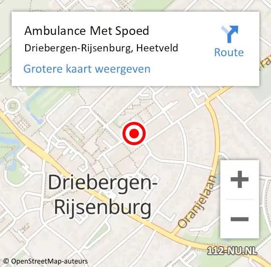 Locatie op kaart van de 112 melding: Ambulance Met Spoed Naar Driebergen-Rijsenburg, Heetveld op 11 december 2016 14:37