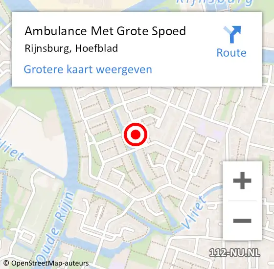 Locatie op kaart van de 112 melding: Ambulance Met Grote Spoed Naar Rijnsburg, Hoefblad op 11 december 2016 14:40