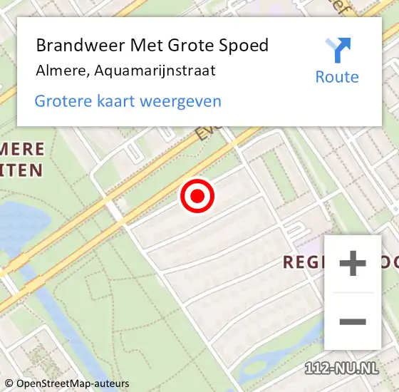 Locatie op kaart van de 112 melding: Brandweer Met Grote Spoed Naar Almere, Aquamarijnstraat op 11 december 2016 14:59
