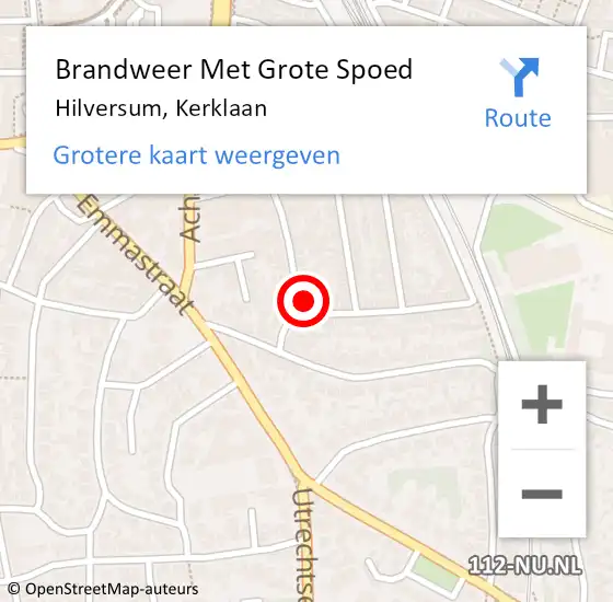 Locatie op kaart van de 112 melding: Brandweer Met Grote Spoed Naar Hilversum, Kerklaan op 11 december 2016 22:19