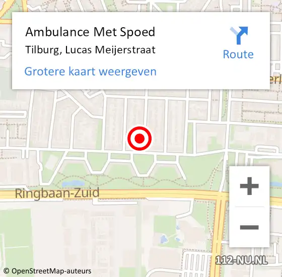 Locatie op kaart van de 112 melding: Ambulance Met Spoed Naar Tilburg, Lucas Meijerstraat op 12 december 2016 05:00