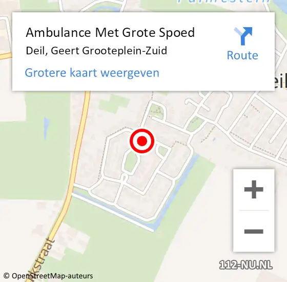 Locatie op kaart van de 112 melding: Ambulance Met Grote Spoed Naar Deil, Gerestein op 12 december 2016 08:39