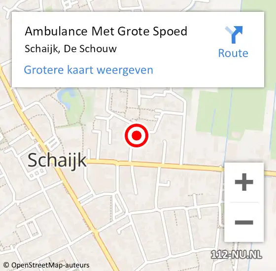 Locatie op kaart van de 112 melding: Ambulance Met Grote Spoed Naar Schaijk, De Schouw op 12 december 2016 09:05