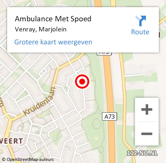 Locatie op kaart van de 112 melding: Ambulance Met Spoed Naar Venray, Marjolein op 4 januari 2014 09:06