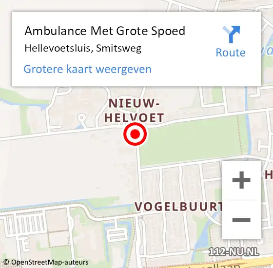 Locatie op kaart van de 112 melding: Ambulance Met Grote Spoed Naar Hellevoetsluis, Smitsweg op 12 december 2016 17:19