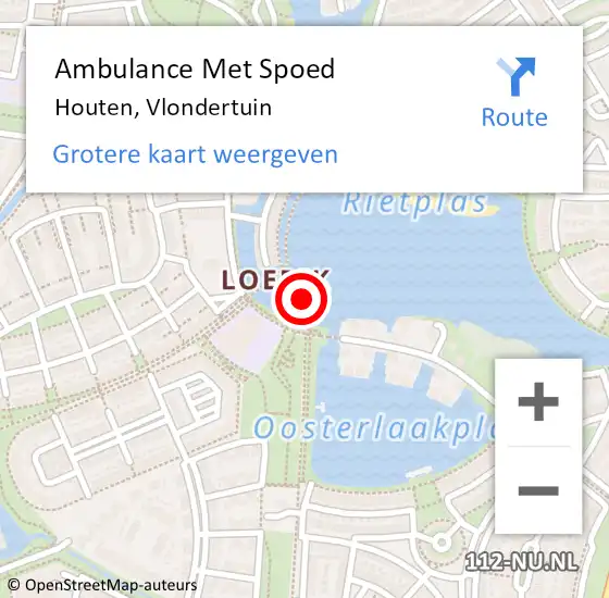 Locatie op kaart van de 112 melding: Ambulance Met Spoed Naar Houten, Vlondertuin op 12 december 2016 19:58