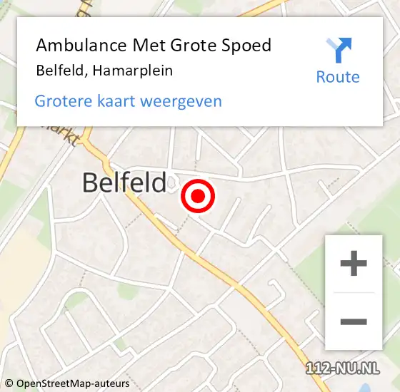 Locatie op kaart van de 112 melding: Ambulance Met Grote Spoed Naar Belfeld, Hamarplein op 12 december 2016 20:10