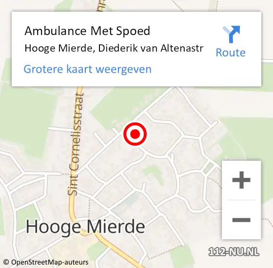 Locatie op kaart van de 112 melding: Ambulance Met Spoed Naar Hooge Mierde, Diederik van Altenastr op 12 december 2016 20:29