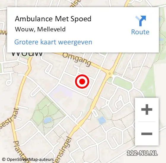 Locatie op kaart van de 112 melding: Ambulance Met Spoed Naar Wouw, Melleveld op 13 december 2016 06:08