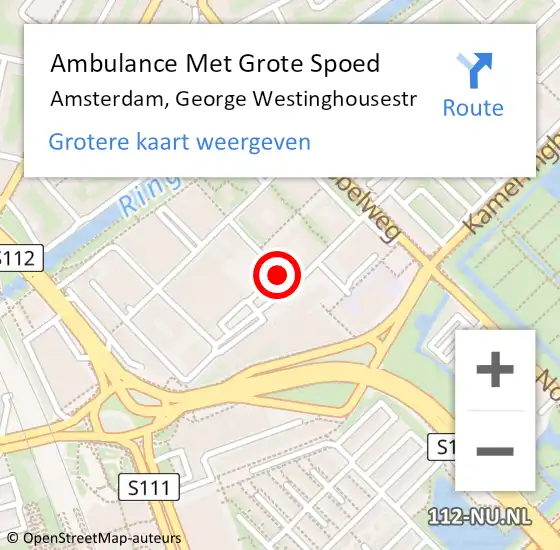 Locatie op kaart van de 112 melding: Ambulance Met Grote Spoed Naar Amsterdam, George Westinghousestr op 13 december 2016 09:30