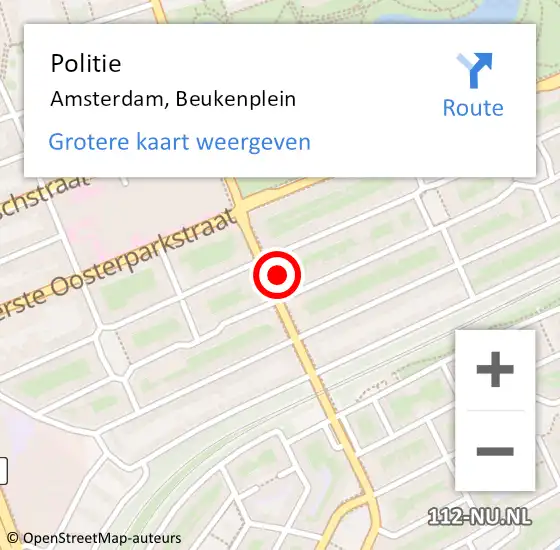 Locatie op kaart van de 112 melding: Politie Amsterdam, Beukenplein op 13 december 2016 09:43
