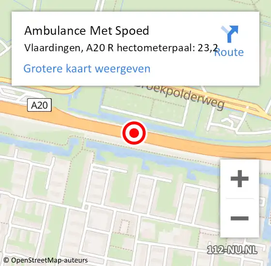 Locatie op kaart van de 112 melding: Ambulance Met Spoed Naar Vlaardingen, A20 L op 13 december 2016 17:56