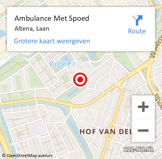 Locatie op kaart van de 112 melding: Ambulance Met Spoed Naar Ypenburg, Laan van Altena op 13 december 2016 18:29