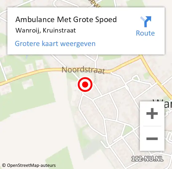 Locatie op kaart van de 112 melding: Ambulance Met Grote Spoed Naar Wanroij, Kruinstraat op 13 december 2016 19:20