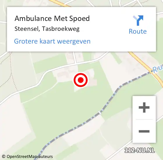 Locatie op kaart van de 112 melding: Ambulance Met Spoed Naar Steensel, Tasbroekweg op 13 december 2016 19:43