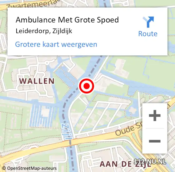 Locatie op kaart van de 112 melding: Ambulance Met Grote Spoed Naar Leiderdorp, Zijldijk op 13 december 2016 20:03