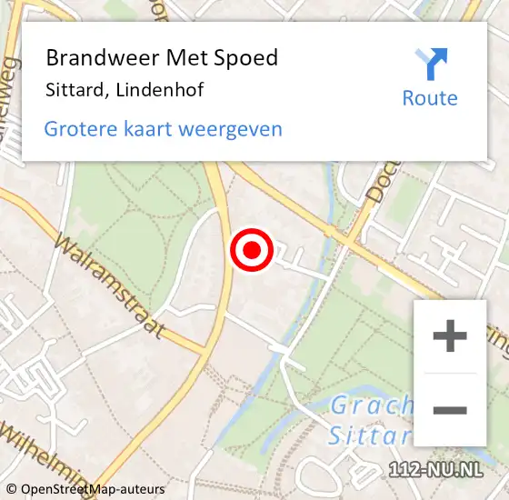 Locatie op kaart van de 112 melding: Brandweer Met Spoed Naar Sittard, Lindenhof op 14 december 2016 07:09