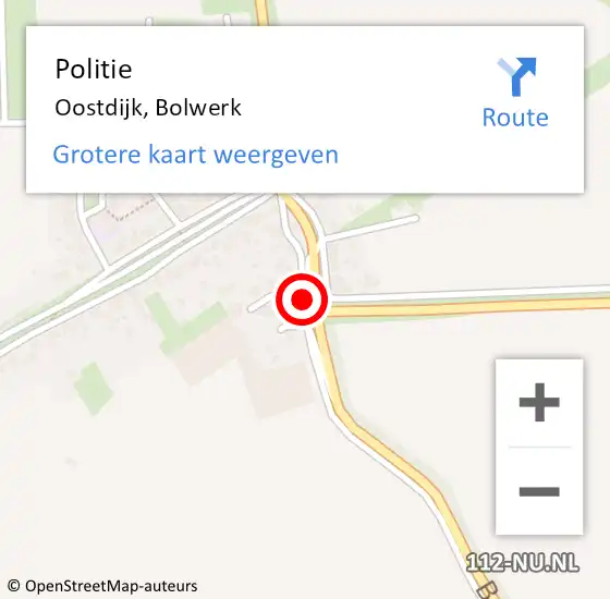 Locatie op kaart van de 112 melding: Politie Oostdijk, Bolwerk op 14 december 2016 07:41