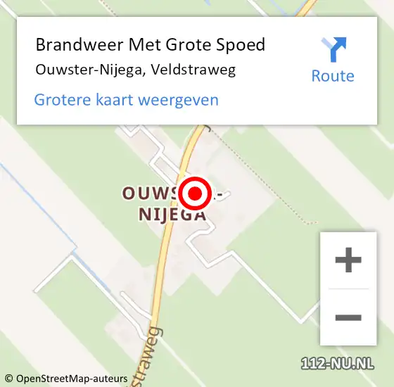 Locatie op kaart van de 112 melding: Brandweer Met Grote Spoed Naar Ouwster-Nijega, Veldstraweg op 14 december 2016 11:50