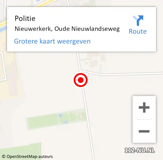 Locatie op kaart van de 112 melding: Politie Nieuwerkerk, Oude Nieuwlandseweg op 14 december 2016 12:55