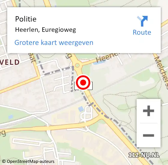 Locatie op kaart van de 112 melding: Politie Heerlen, Euregioweg op 14 december 2016 17:38