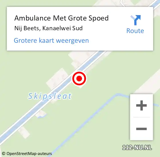 Locatie op kaart van de 112 melding: Ambulance Met Grote Spoed Naar Nij Beets, Kanaelwei Sud op 4 januari 2014 14:16