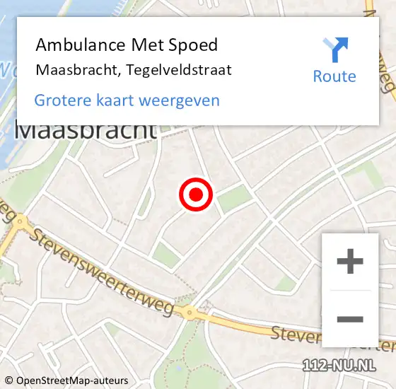 Locatie op kaart van de 112 melding: Ambulance Met Spoed Naar Maasbracht, Tegelveldstraat op 15 december 2016 03:34