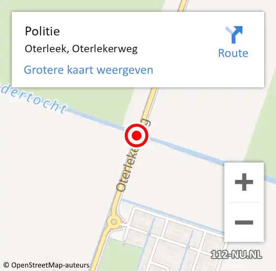 Locatie op kaart van de 112 melding: Politie Oterleek, Oterlekerweg op 15 december 2016 08:45