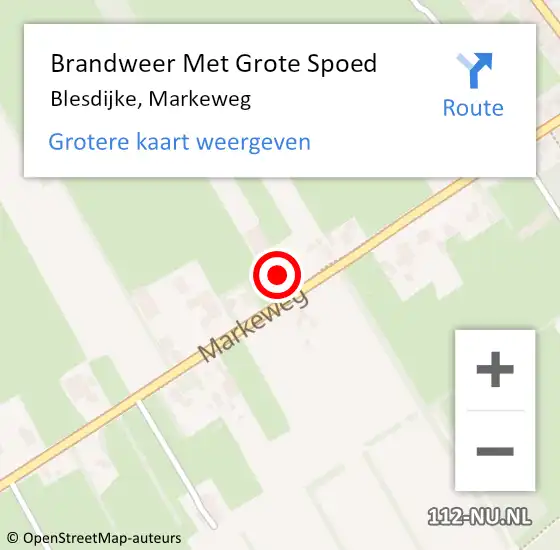 Locatie op kaart van de 112 melding: Brandweer Met Grote Spoed Naar Blesdijke, Markeweg op 15 december 2016 09:50