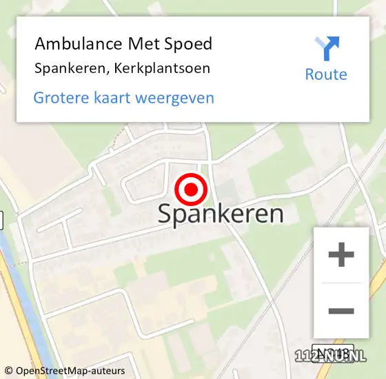 Locatie op kaart van de 112 melding: Ambulance Met Spoed Naar Spankeren, Kerkplantsoen op 15 december 2016 12:49