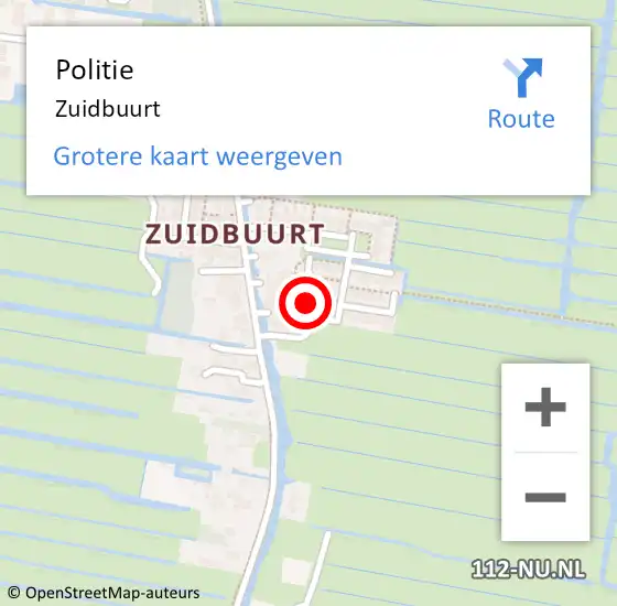 Locatie op kaart van de 112 melding: Politie Zuidbuurt op 15 december 2016 14:22