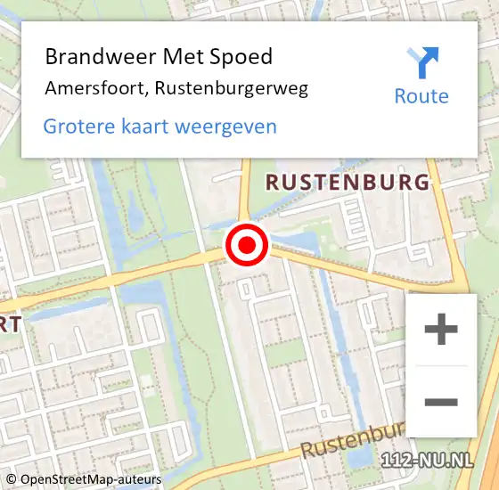 Locatie op kaart van de 112 melding: Brandweer Met Spoed Naar Amersfoort, Rustenburgerweg op 15 december 2016 20:35