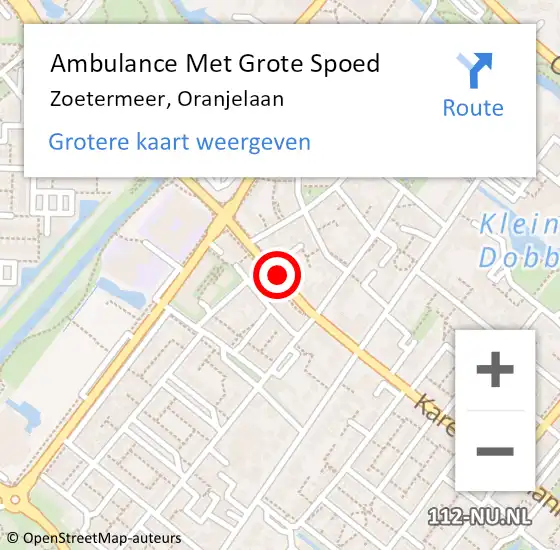 Locatie op kaart van de 112 melding: Ambulance Met Grote Spoed Naar Zoetermeer, Oranjelaan op 16 december 2016 08:28