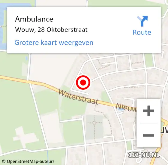Locatie op kaart van de 112 melding: Ambulance Wouw, 28 Oktoberstraat op 16 december 2016 09:12
